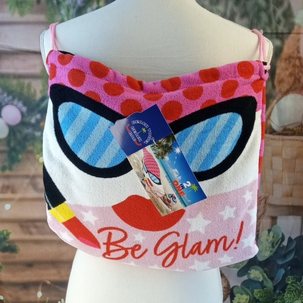 🌼🍒 Be Glam 2-in-1 Beach Towel/ Beach Bag